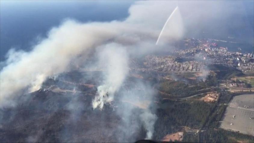 [VIDEO] El impactante registro aéreo del incendio que afecta a la región de Valparaíso