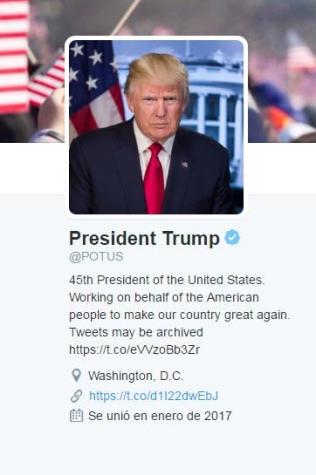 Trump se toma el twitter oficial del Presidente de los Estados Unidos