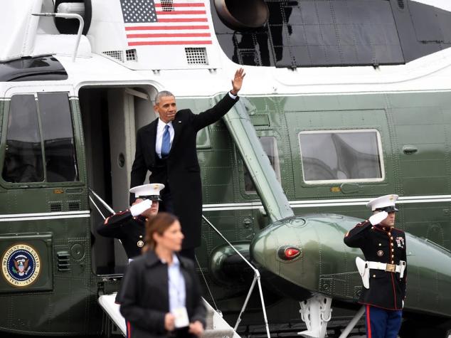 [VIDEO] El último adiós de Obama: salió del Capitolio en helicóptero