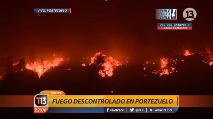 [VIDEO] Emergencia de incendios se agrava en Portezuelo y evacuan pueblo por precaución
