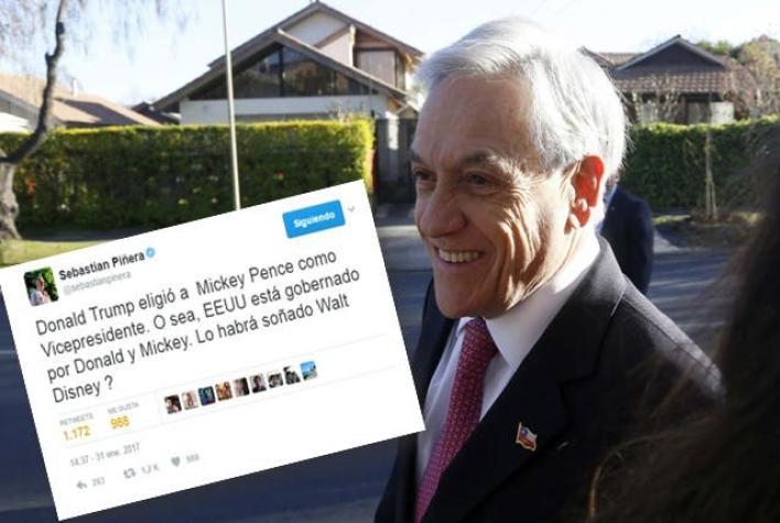 Piñera compara en Twitter a Administración Trump con personajes de Disney