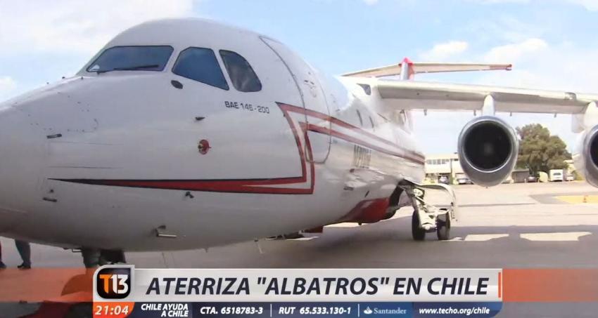[VIDEO] Avión británico "Albatros" aterrizó en Chile para ayudar a combatir incendios forestales