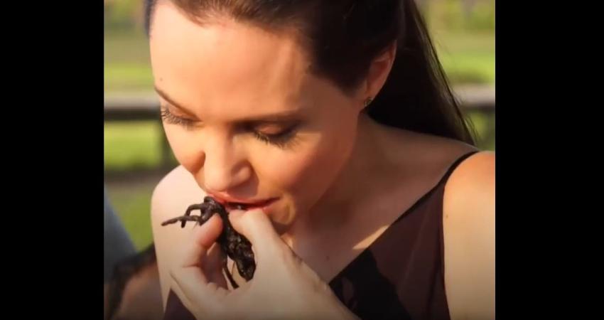 Angelina Jolie explica cómo comer tarántulas y escorpiones en nuevo video