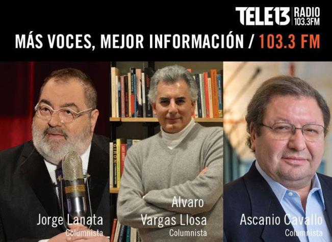 Jorge Lanata, Álvaro Vargas Llosa y Ascanio Cavallo se suman como columnistas de Tele13 Radio