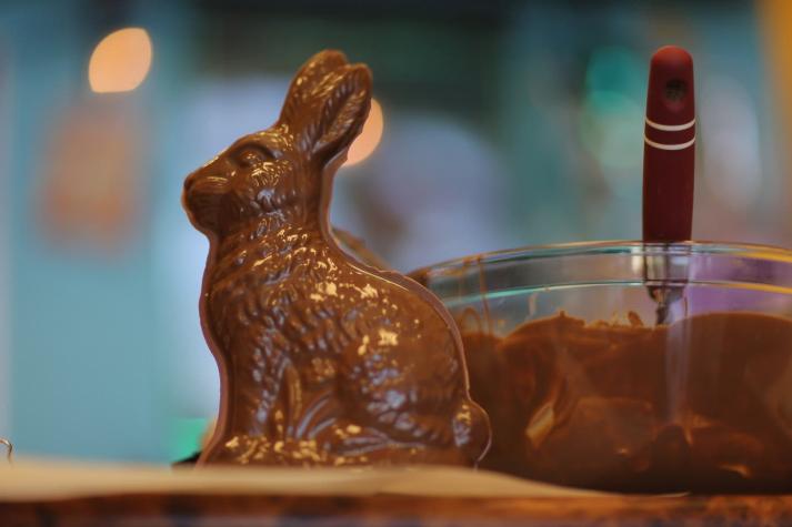 ¿Cuál es el punto de partida para comer un conejo de chocolate?