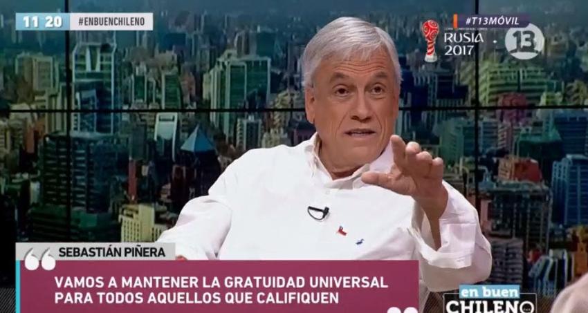 Piñera por gratuidad universitaria: "La mantendremos en el 50%"