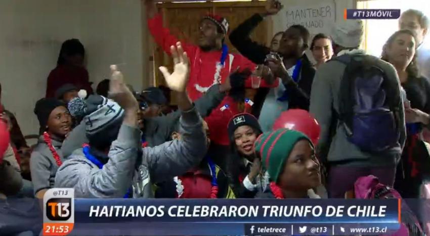 [VIDEO] Inmigrantes haitianos celebraron triunfo de Chile