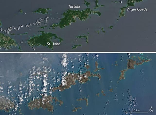 Furia huracán Irma cambió el color a las islas del Caribe