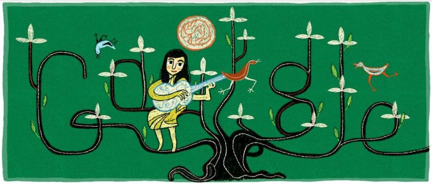 Google recuerda a Violeta Parra con doodle inspirado en arpillera
