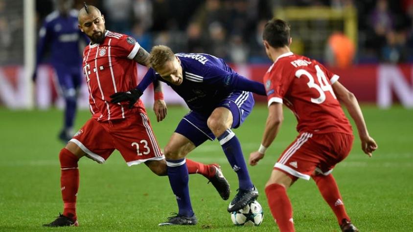 Arturo Vidal juega en triunfo del Bayern Munich sobre Anderlecht por la Champions