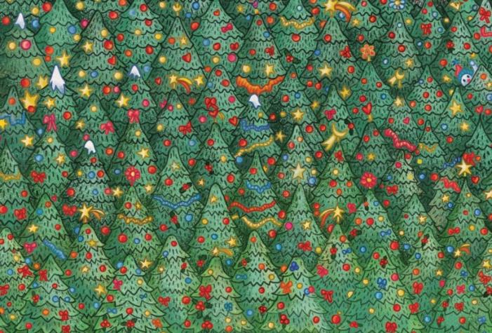 ¿Puedes encontrar al pajarito escondido en el árbol de Navidad?