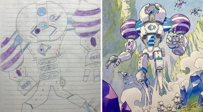 Padre convierte los dibujos de su hijo en alucinantes personajes de anime