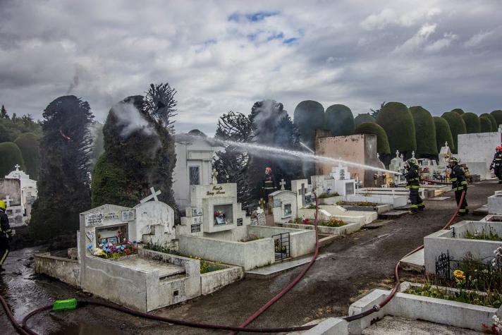 Investigan intencionalidad por incendio en cementerio de Punta Arenas