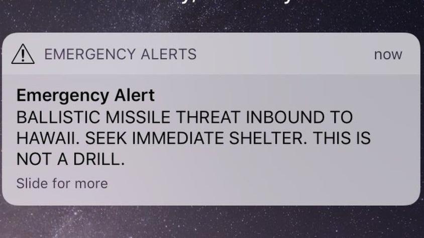 La estremecedora alerta sobre un misil balístico en curso que fue enviada por error en Hawái