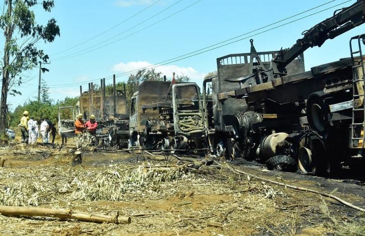 Encapuchados quemaron cuatro camiones en La Araucanía