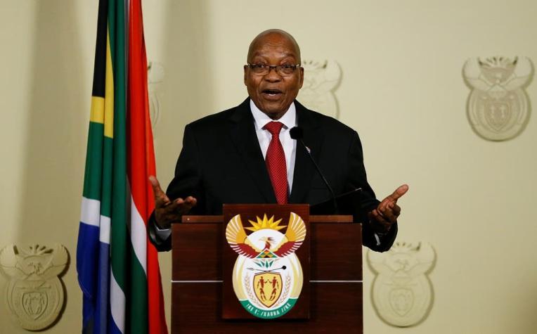 Presidente sudafricano Jacob Zuma anuncia su dimisión "inmediata"