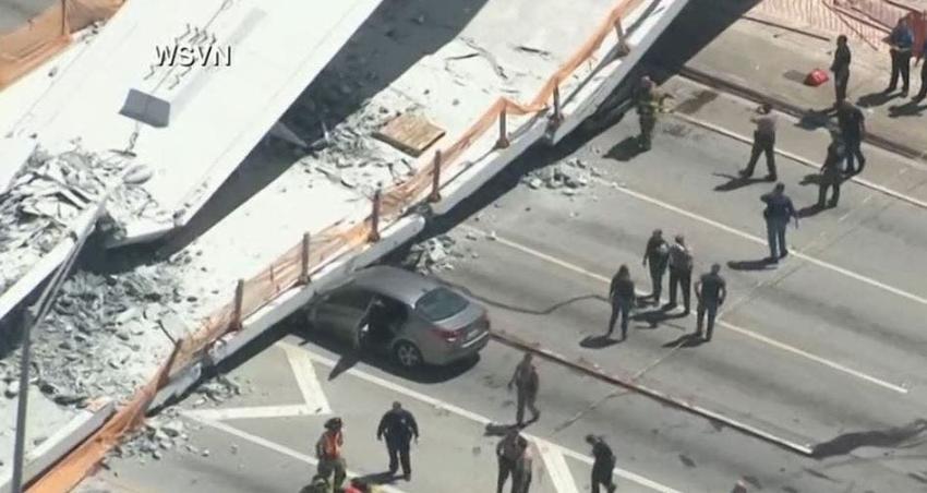 Las impactantes imágenes de la pasarela colapsada en Miami