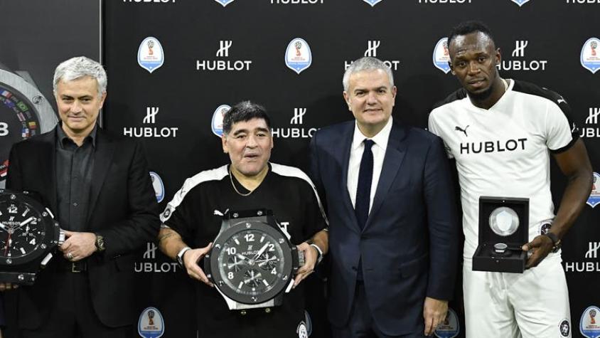 Mourinho, Maradona y Bolt presentan moderno reloj para los árbitros de Rusia 2018