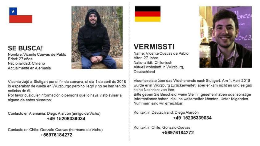 Chileno lleva dos días desaparecido en Alemania