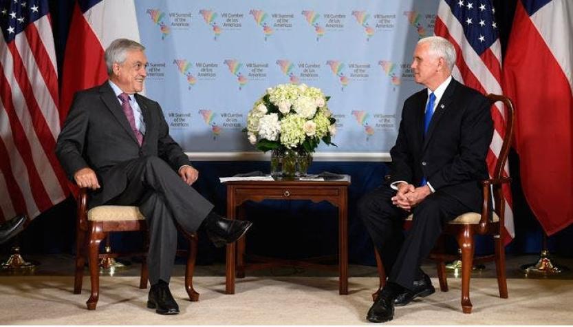 Mike Pence agradeció a Sebastián Piñera su apoyo a esfuerzos en degradar armas químicas en Siria