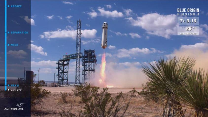 Empresa espacial de Jeff Bezos se equipara a SpaceX y trae de regreso cohete en descenso vertical