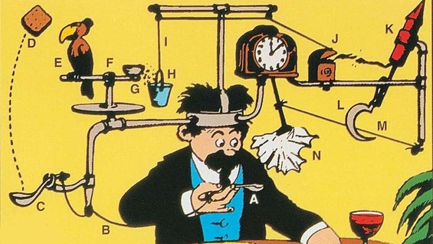 6 inventos descabellados del laureado caricaturista Rube Goldberg que nos hacen reflexionar