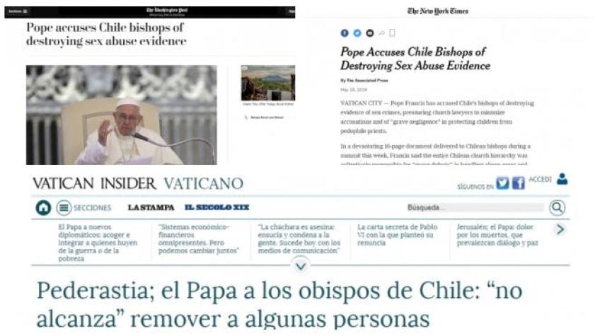 Así informó la prensa internacional sobre el duro documento del Papa Francisco a la Iglesia chilena