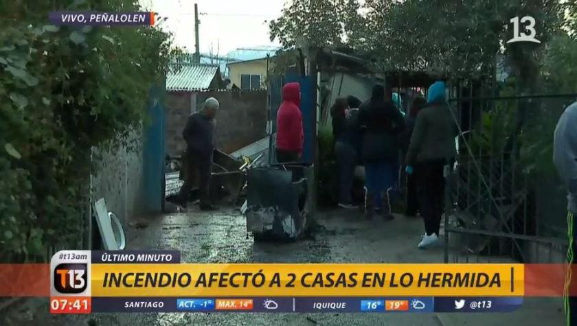 [VIDEO] Incendio afectó a dos viviendas en Lo Hermida: Bomberos tuvo problemas con grifos