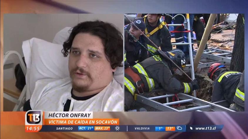 [VIDEO] Hombre que cayó a socavón en San Bernardo: "Se me vinieron a la cabeza mis tres hijos"