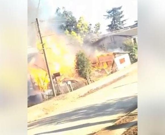 [VIDEO] Registran momento exacto de explosión durante incendio en Tomé