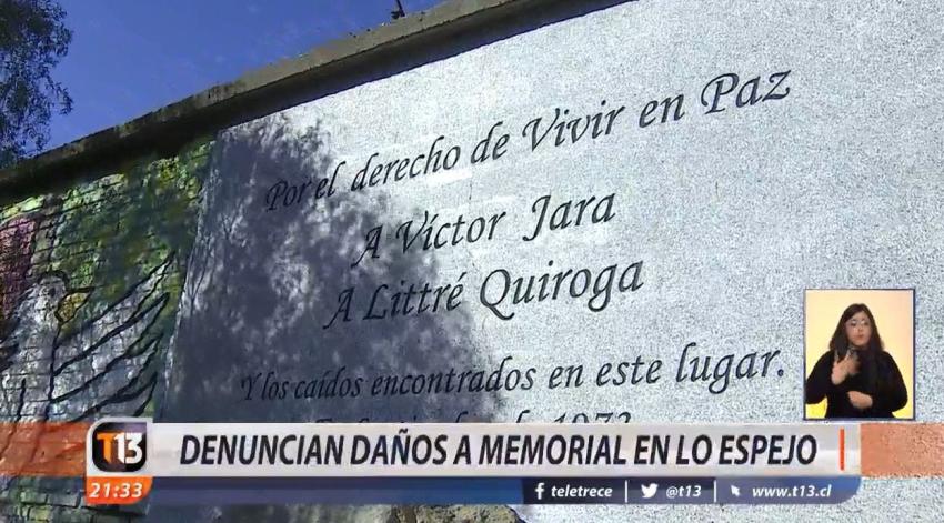 [VIDEO] Denuncian daños a memorial de Victor Jara en Lo Espejo