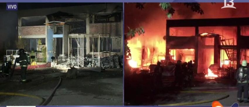 [VIDEO] Incendio arrasa con fábrica de muebles en La Pintana