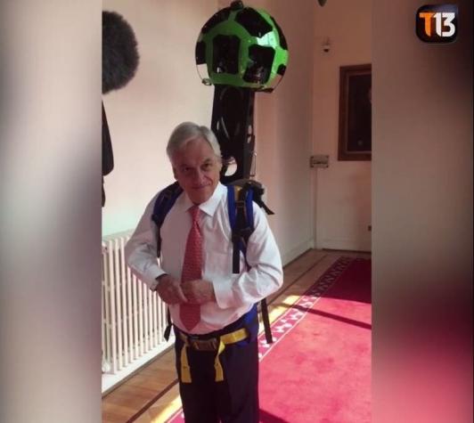 [VIDEO] Presidente Piñera se puso mochila de Google Street View y registró imágenes de La Moneda