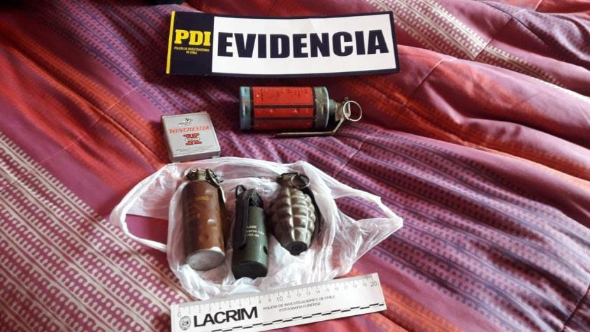 PDI incauta en casa de Temuco cuatro granadas activas que intentaban ser vendidas