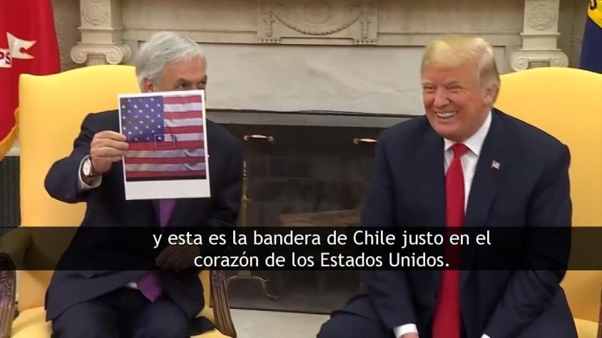 [VIDEO] Una bandera marcó la cita Piñera-Trump
