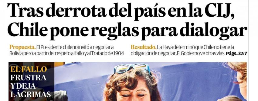 [FOTO] "Deja lágrimas": El día después del fallo de La Haya en la prensa boliviana