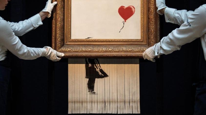 Banksy admite que la autodestrucción de su obra no salió según lo planeado