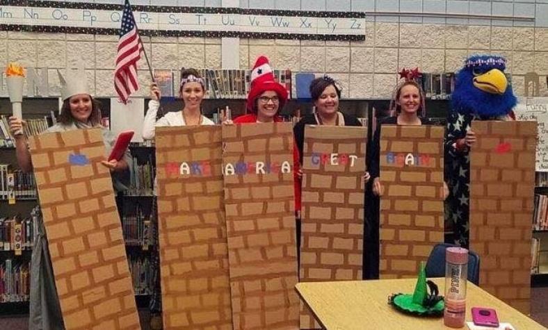 Sancionan a profesores que se disfrazaron de mexicanos y del muro de Trump para Halloween