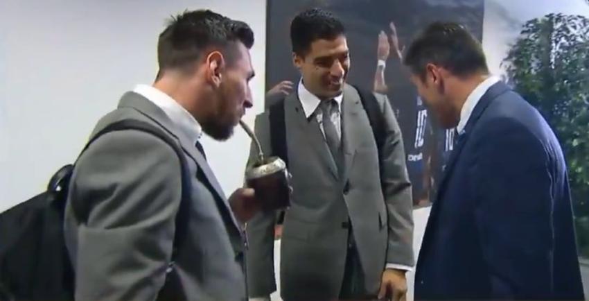 [VIDEO] "Qué pinta que tienen": El divertido encuentro entre Messi, Suárez y Zanetti