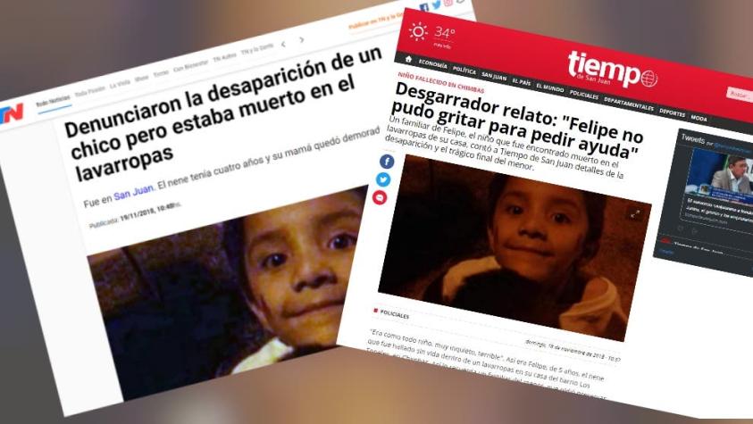 Conmoción en Argentina: Encuentran muerto a niño de cinco años al interior de una lavadora
