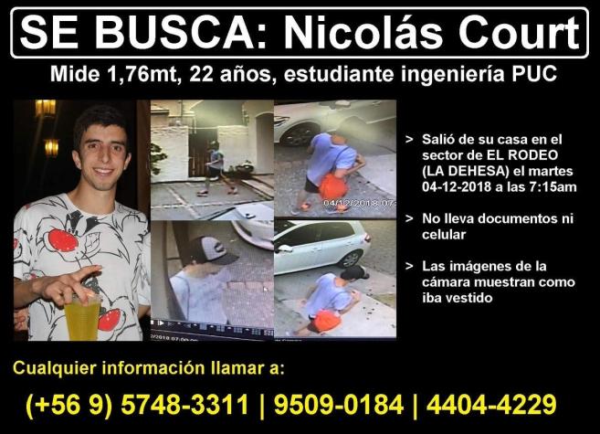 Nicolás Court: familiares realizan campaña de búsqueda de joven universitario