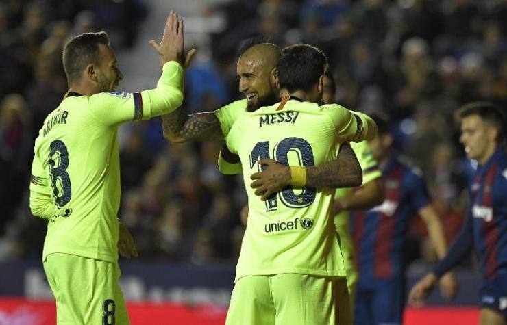 Arturo Vidal destaca en goleada del Barcelona sobre el Levante con triplete de Lionel Messi