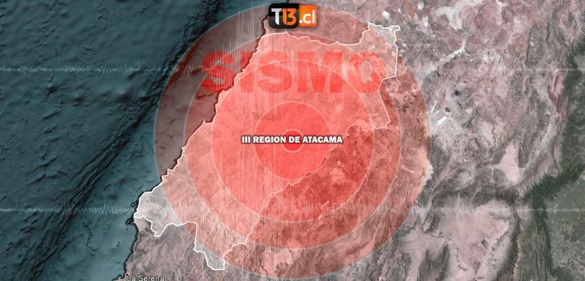 Temblor sacude a las regiones de Antofagasta y Atacama
