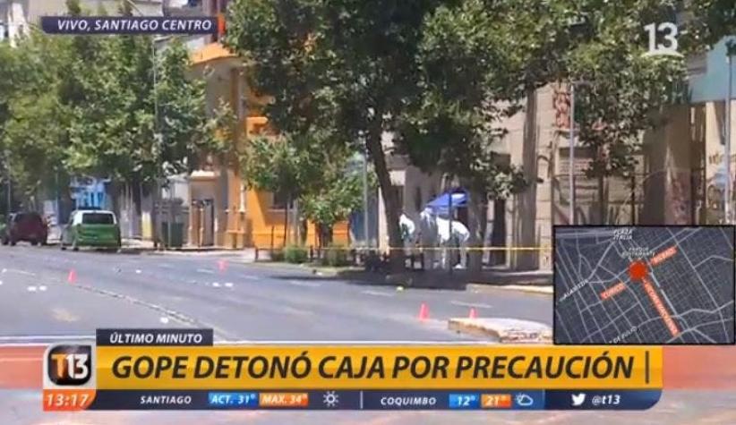 [VIDEO] GOPE detonó caja por precaución en paradero ubicado en Francisco Bilbao