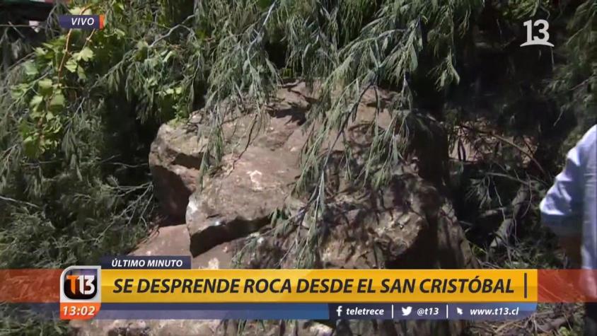 [VIDEO] Roca del Cerro San Cristóbal cae a solo metros de piscina de un condominio