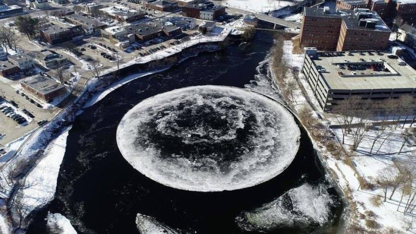 Un enorme disco de hielo giratorio se formó en un río de EE.UU. y ahora fascina al mundo
