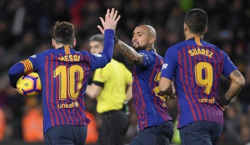 [VIDEO] La inteligente habilitación de Vidal a Messi para anotar el empate del Barcelona