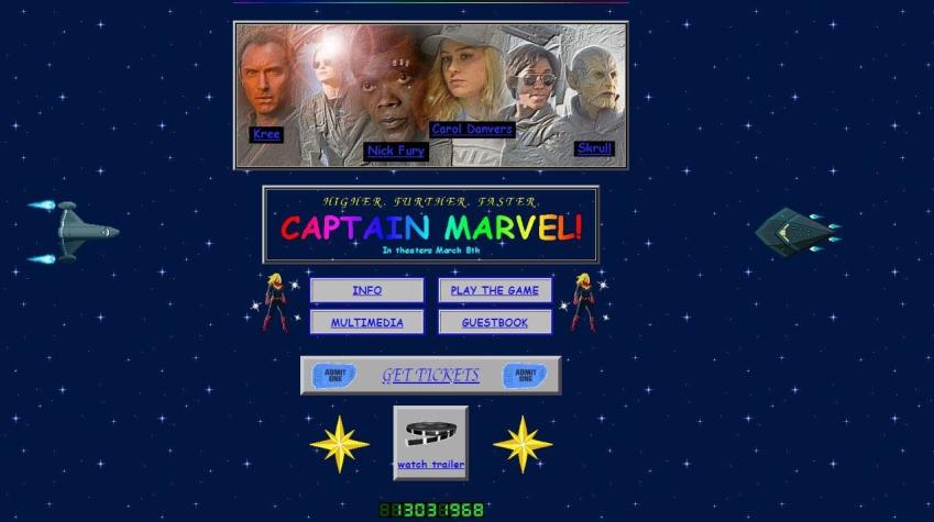 "Capitana Marvel" tiene su propio sitio web inspirado en los noventa