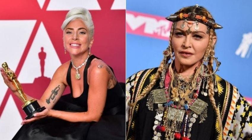 [VIDEO] Lady Gaga y Madonna dejan atrás sus diferencias: posaron juntas con el Oscar
