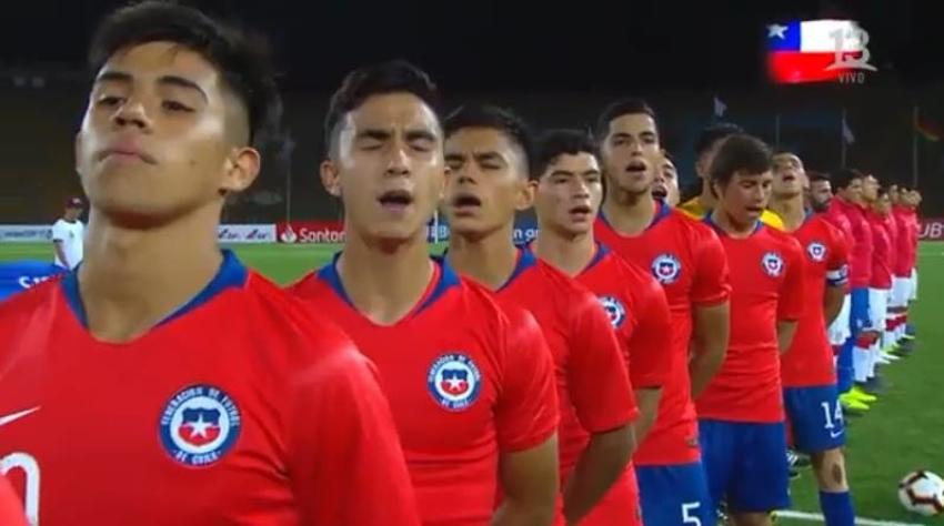 [VIDEO] El himno de Chile en el debut de La Roja en el Sudamericano Sub 17 Perú 2019
